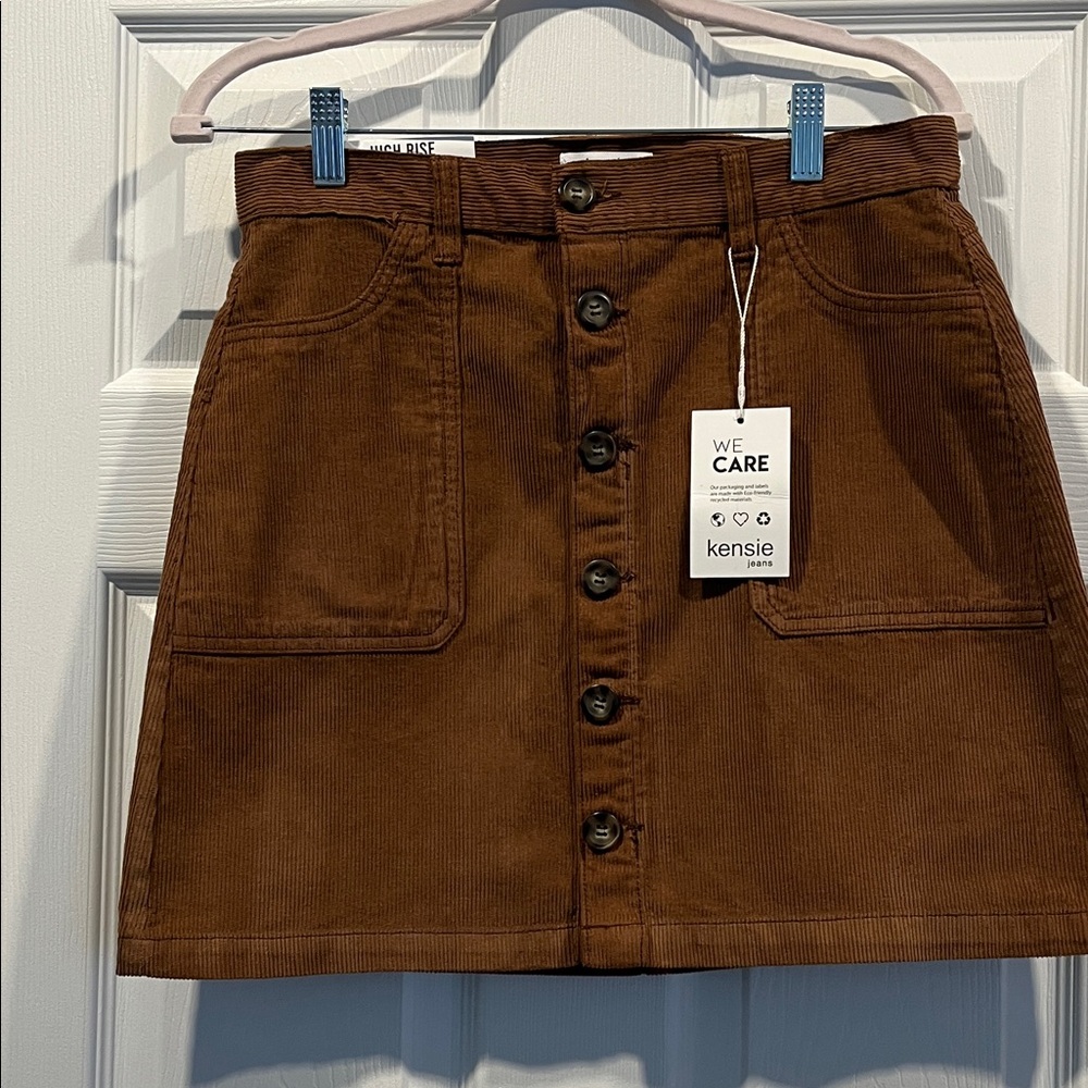 Kensie Women’s High Rise Button‎ Down Brown Corduroy Mini Skirt  Size 6/28
